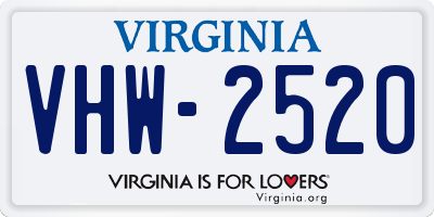 VA license plate VHW2520