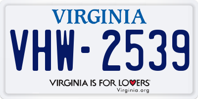 VA license plate VHW2539