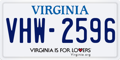 VA license plate VHW2596