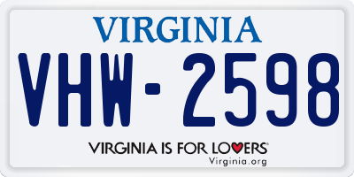 VA license plate VHW2598