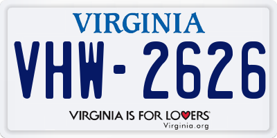 VA license plate VHW2626