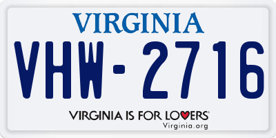 VA license plate VHW2716