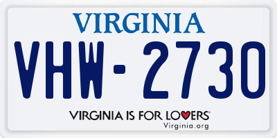 VA license plate VHW2730