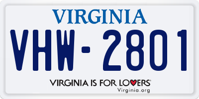 VA license plate VHW2801