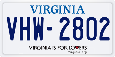 VA license plate VHW2802