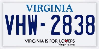 VA license plate VHW2838