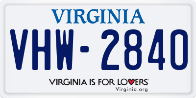 VA license plate VHW2840