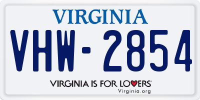 VA license plate VHW2854