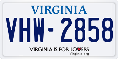 VA license plate VHW2858