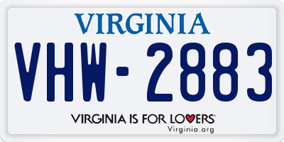 VA license plate VHW2883
