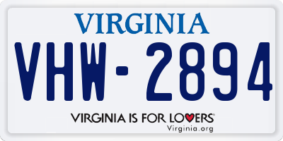 VA license plate VHW2894