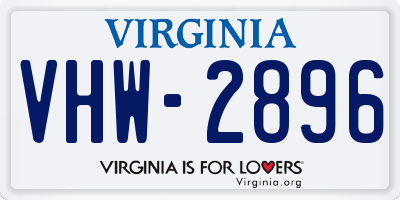 VA license plate VHW2896
