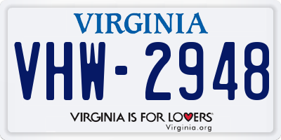 VA license plate VHW2948