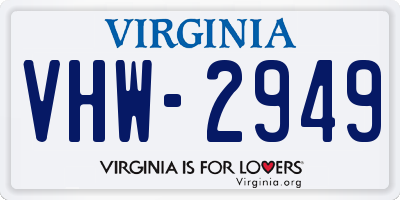 VA license plate VHW2949