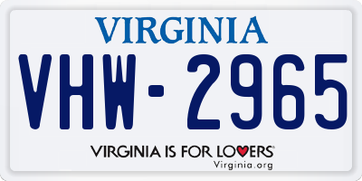 VA license plate VHW2965