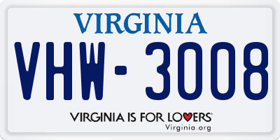 VA license plate VHW3008