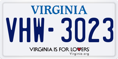 VA license plate VHW3023
