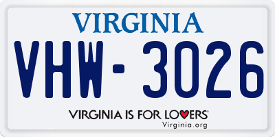 VA license plate VHW3026