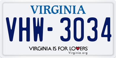VA license plate VHW3034