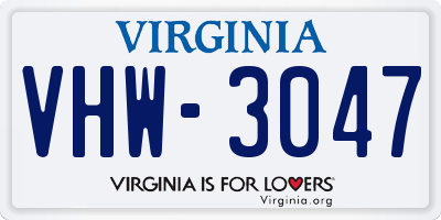 VA license plate VHW3047