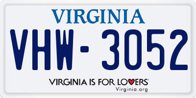 VA license plate VHW3052