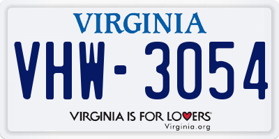 VA license plate VHW3054