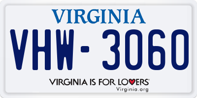 VA license plate VHW3060