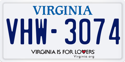 VA license plate VHW3074