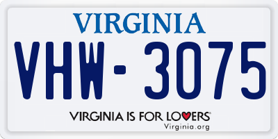 VA license plate VHW3075
