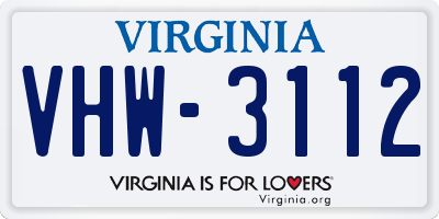 VA license plate VHW3112