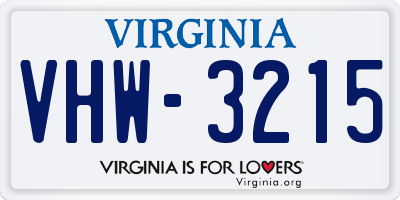 VA license plate VHW3215