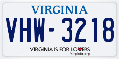 VA license plate VHW3218