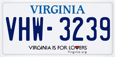 VA license plate VHW3239