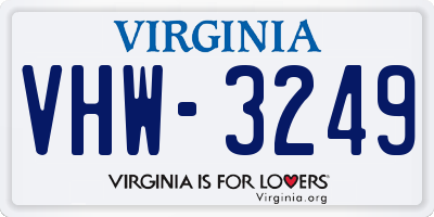VA license plate VHW3249
