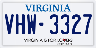 VA license plate VHW3327