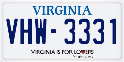 VA license plate VHW3331