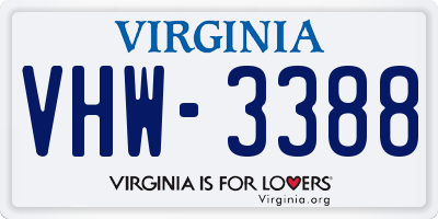 VA license plate VHW3388
