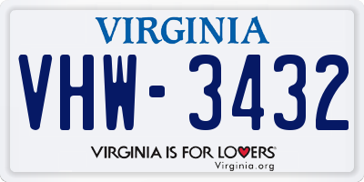 VA license plate VHW3432