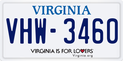 VA license plate VHW3460