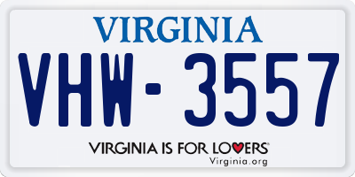 VA license plate VHW3557