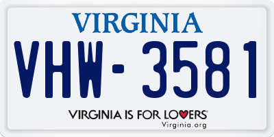 VA license plate VHW3581