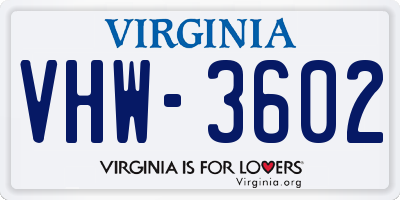 VA license plate VHW3602