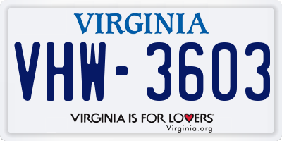 VA license plate VHW3603