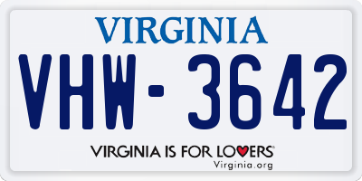 VA license plate VHW3642