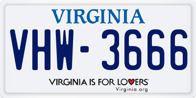 VA license plate VHW3666