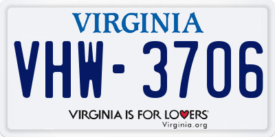 VA license plate VHW3706