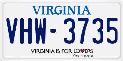 VA license plate VHW3735