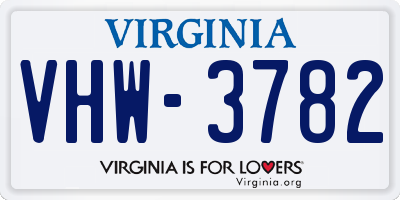 VA license plate VHW3782