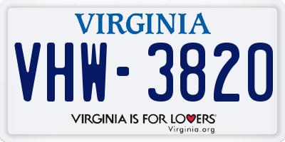 VA license plate VHW3820