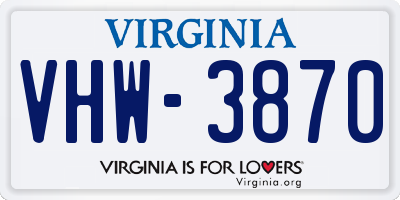 VA license plate VHW3870